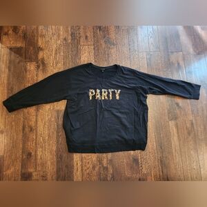 Torrid Black Sweater with Gold Party Design